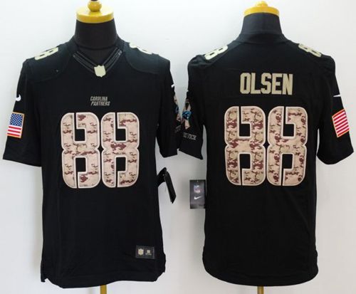 Nike Panthers #88 Greg Olsen Black Men's Stitched NFL Limited Salute to Service Jersey - Click Image to Close